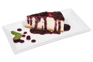 Cheese cake with jam.