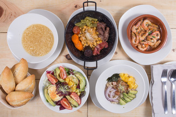 Set with dishes from spanish bar