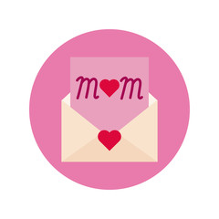 Fototapeta na wymiar mother day envelope block and flat style icon