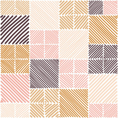 Colorful striped geometric ornaments seamless pattern. Hand draw illustration.