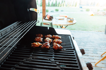 Grilling chicken thighs on a gas grill

