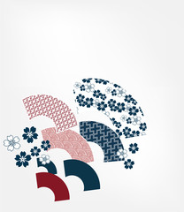 fan traditional geometric kimono card background vector sketch illustration line art japanese chinese oriental design