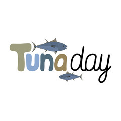World Tuna Day illustration. May 2. Hand drawn Tuna illustration. Greeting card. 