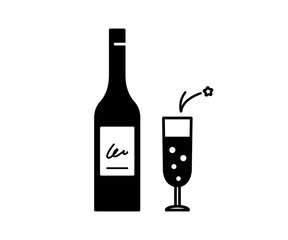 シャンパンやワインのアイコン／イラスト／シンプル