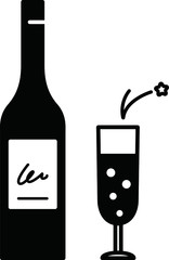シャンパンやワインのアイコン／イラスト／シンプル