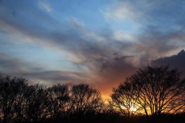 sunset sky with clouds