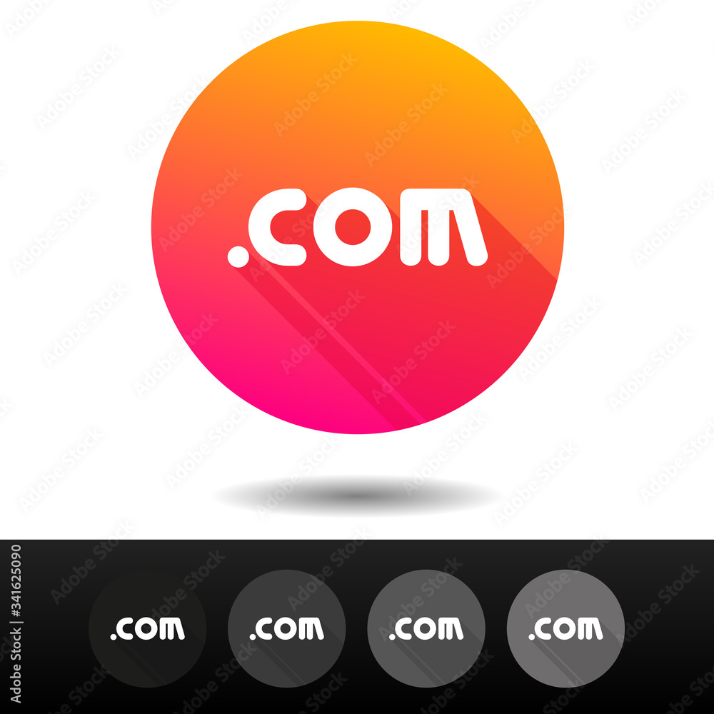 Poster domain com sign button on white background.