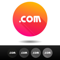 Domain com sign button on white background.