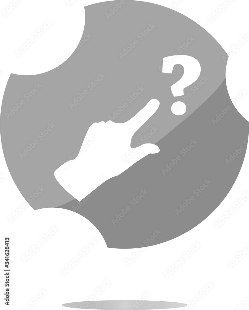 Poster question mark sign icon with people hand. help symbol. faq sign. style buttons