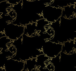 fish koi japanese chinese design sketch ink paint style seamless pattern
