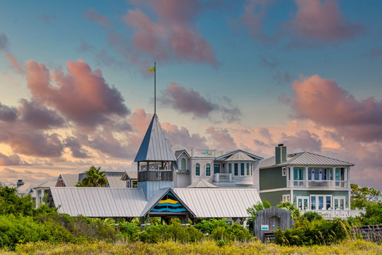 Beach Entrance To Grey Clapboard Condo Complex