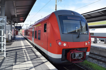 Fototapeta premium Suburban train at Würzburg Central Station, Germany