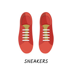 Flat sport sneakers illustration. Pair of sport shoes isolated on white background.