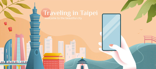 Obraz premium Taipei tourism promo banner