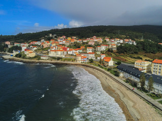 Fototapeta na wymiar Aerial view in Ezaro, coastal village of Galicia,Spain. Drone Photo