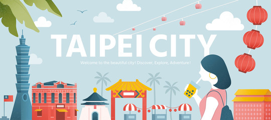 Obraz premium Projekt transparentu turystyki w Tajpej