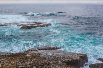 Stone coast and Atlantic ocean in Peniche. Portugal