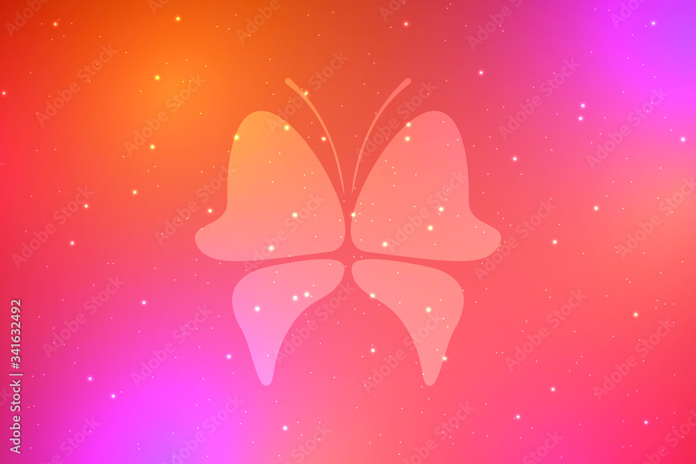 Poster abstract image of a butterfly on a bright multi-colored background.