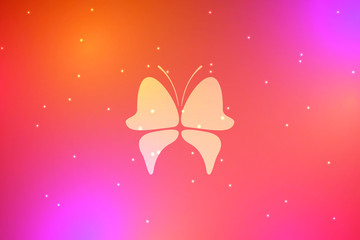 Abstract image of a butterfly on a bright multi-colored background.