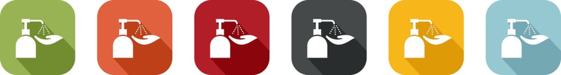 Coloured icon of a bottle of hydroalcoholic gel for disinfecting the hands