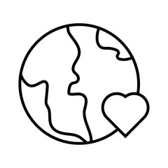 earth planet with heart solidarity line style