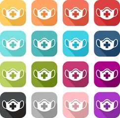 Fotobehang Coloured medical mask icon for protection  © sissoupitch