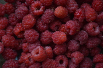 red raspberries background, fresh summer delicious berries