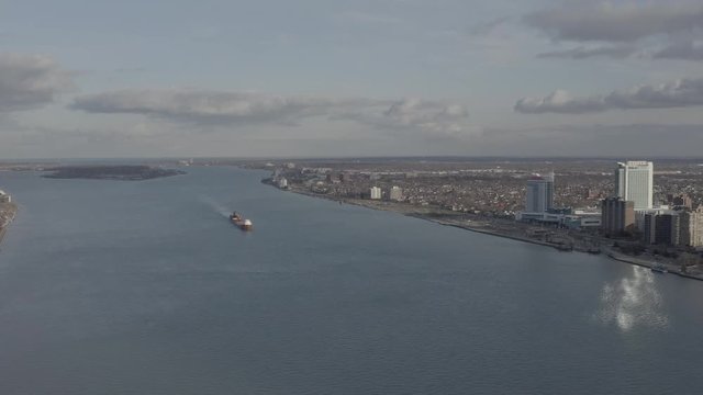 Overlooking Detroit River and Canada