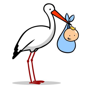 Storch bringt Baby Junge als niedliches Clipart