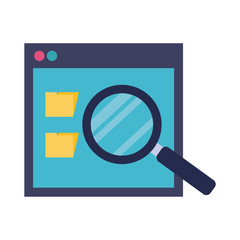 template webpage with magnifying glass flat style