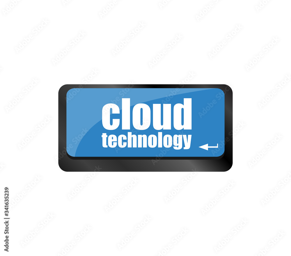 Poster connect to cloud concept on button of the keyboard key. cloud technology
