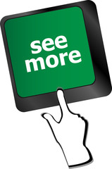 computer keyboard with see more keypad, search concept