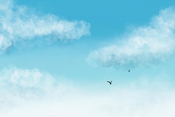 Color of sky with clouds for background, Soft clouds sky by hand drawn.