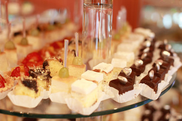 Delicious wedding reception candy bar dessert table