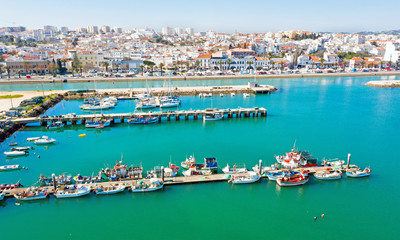 Fototapeta na wymiar Aerial from the harbor and city Lagos Portugal