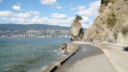 Stanley Park shore beach sea side in Vancouver City in British Columbia, Canada.