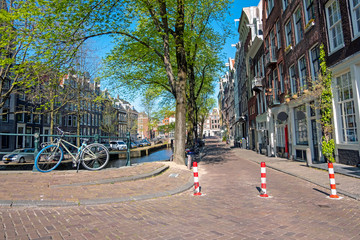 City scenic from Amsterdam in spring in the Netherlands