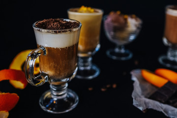 beautifully served coffee with ice cream and decoration by barista