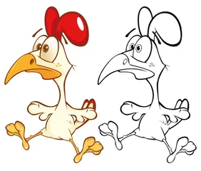 Foto op Plexiglas Cute Cartoon Character Cock. Coloring Book Outline © liusa