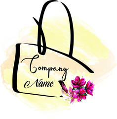 Hand bag company logo with floral element