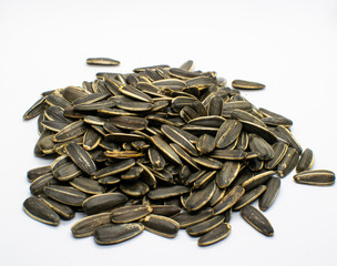 Sunflower seeds isolated on white background