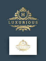 Luxury logo monogram crest template design vector illustration.