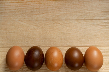 easter eggs on wooden table