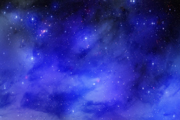Fototapeta na wymiar Nebula and galaxies in deep, dark space. Abstract cosmos background. Starry sky.