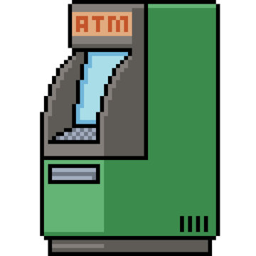 vector pixel art isolated atm machine