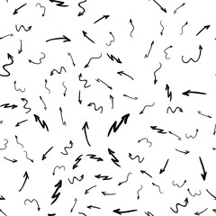 Arrow doodles vector. A set of simple sketches of arrows. Up, down, left, right ones. The effect of a pencil sketch isolated on white pattern background. Vector eps 10.