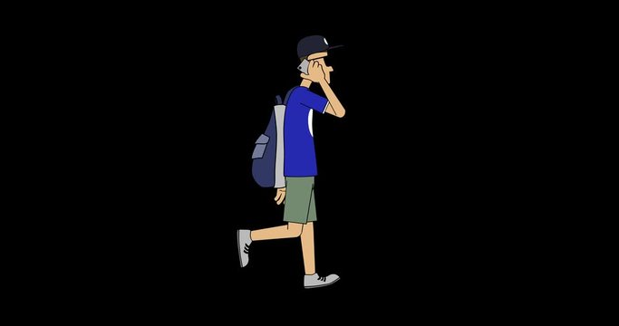 Man talking on the phone walk cycle.
Loop animation with included alpha channel.