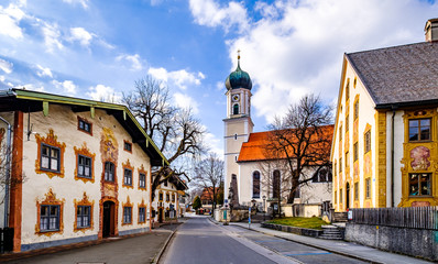 Fototapeta na wymiar famous old town of oberammergau - bavaria