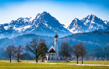 famous st coloman church near schwangau - bavaria