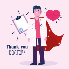 doctor hero, character medical staff professional cartoon